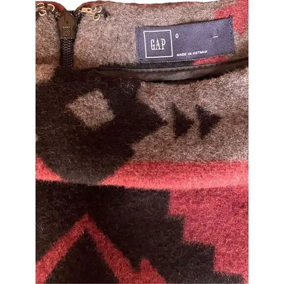 GAP Geometric Recycled Wool Blend Mini Skirt Sz 0 - Picture 5 of 6